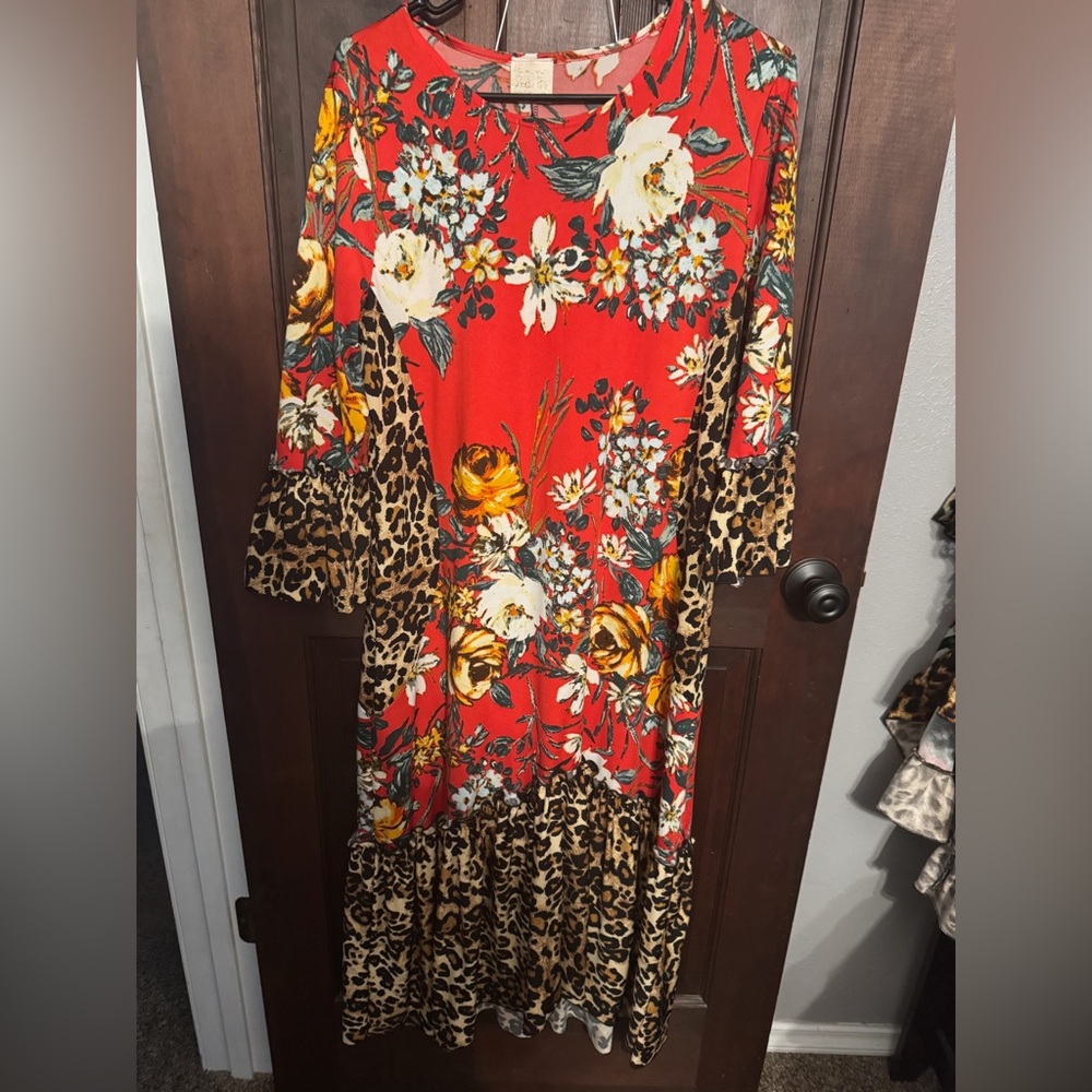 Zadie Bs-Floral and Leopard Print Dress